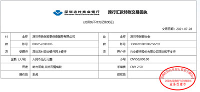 鐵保宏泰保安公司為助力河南抗洪救災捐贈